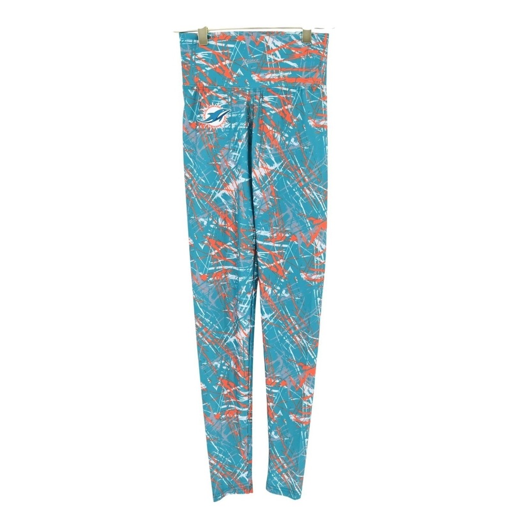 Zubaz NFL Miami Dolphins Womens Leggings Pants Size S Teal Orange